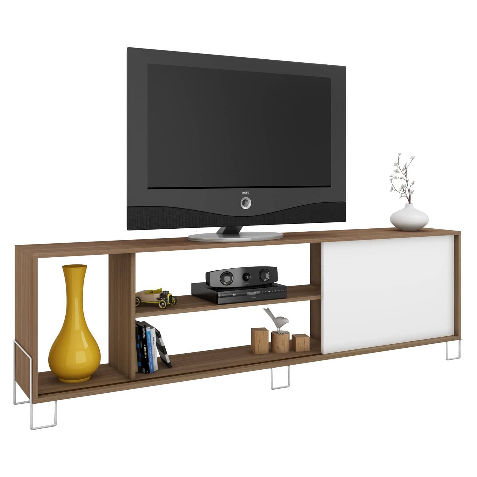 Nacka TV Stand 2.0 with 4 shelves in Oak and White - image 3 of 10