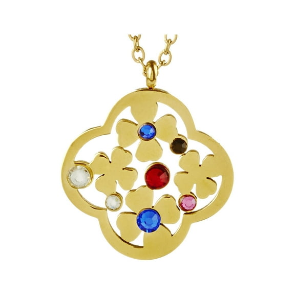 West Coast Jewelry Women's Crystal Geometric Shaped Gold Plated Steel Necklace - 16"