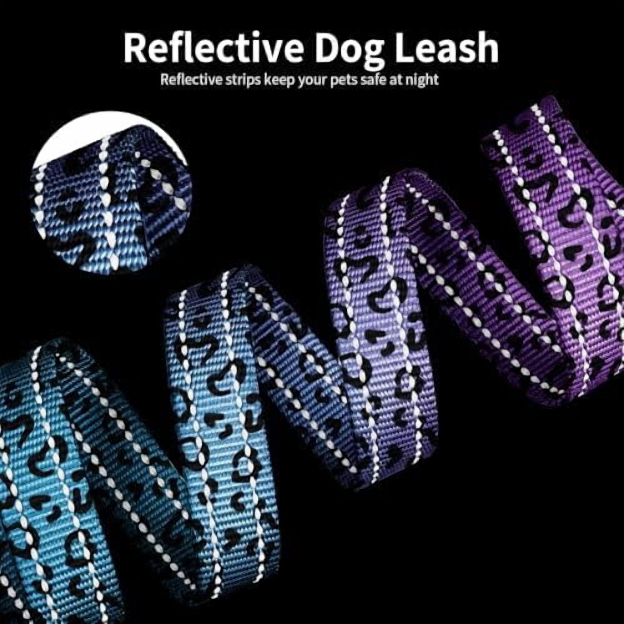 Slip Lead Dog Leash, Hands-Free No Pull Training Leash with Padded Handle for Medium Large Heavy Duty Dogs, Blue Leopard