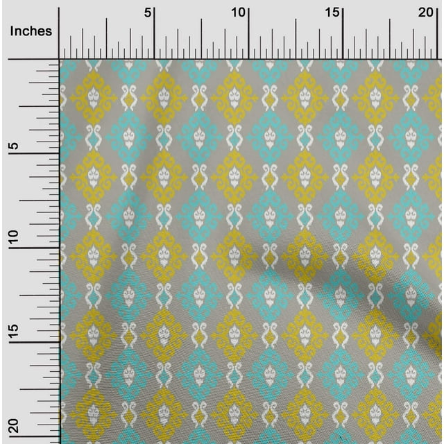 oneOone Tissu Popeline de Coton Imprimé Ikat Tourbillon au Mètre 56 Pouces de Large