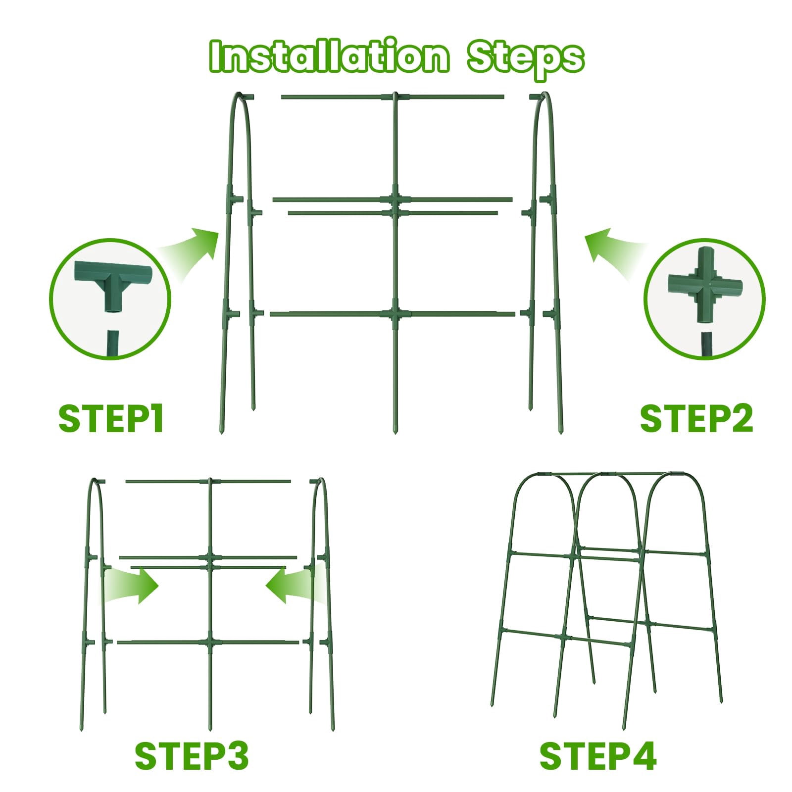 Cucumber Trellis For Raised Bed  U-shape Garden Climbing Plants Outdoor Metal Arch Vegetables Plant Support Grape Vine Beans Squash Peas Flower