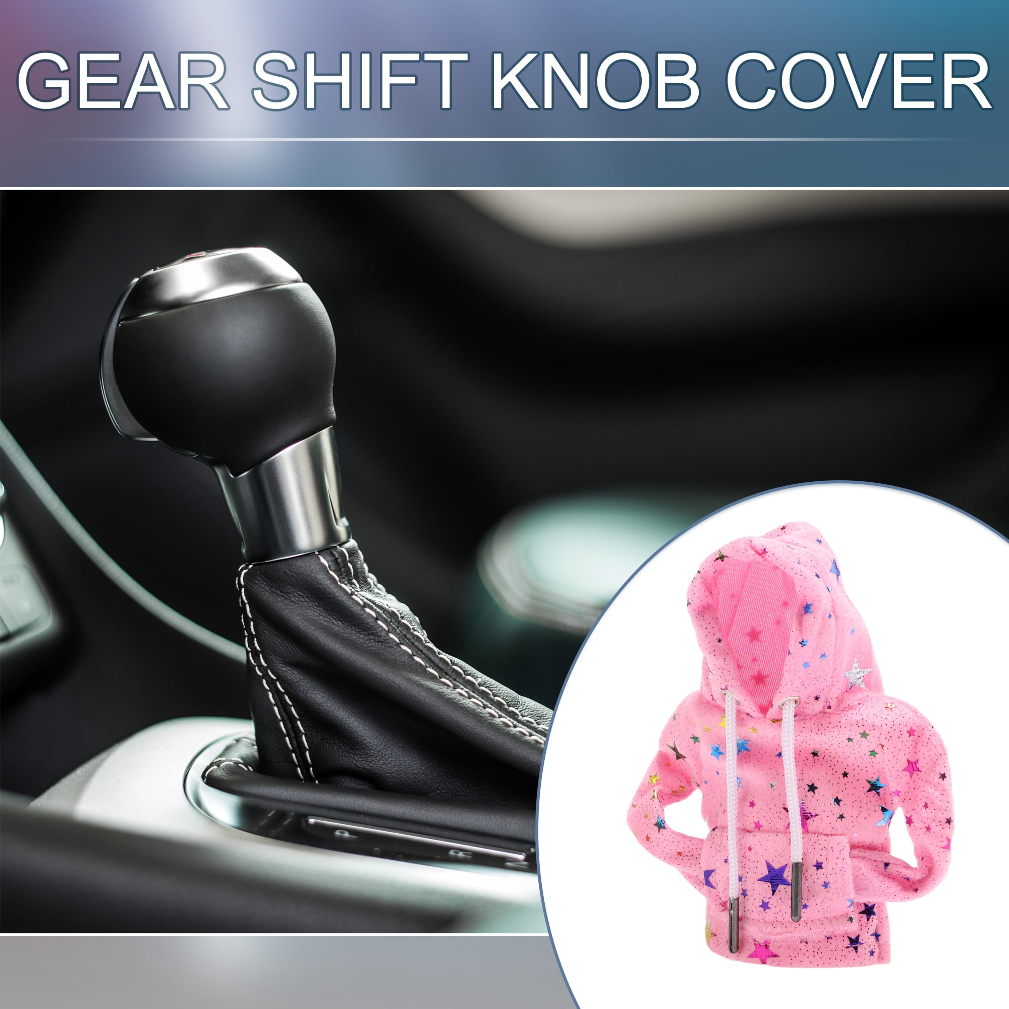 Unique Bargains Universal Shift Knob Cover Reflective Stars Pattern for Car RV Truck Pink