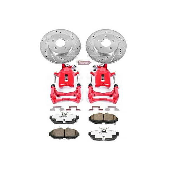 PowerStop Rear Z26 Street Warrior Brake Pad and Rotor Kit with Red Powder Coated Calipers Fits: FORD Select Models KC4749-26