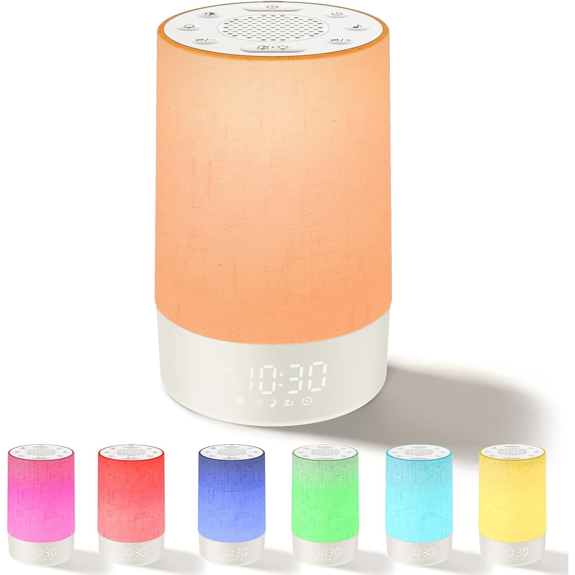 eSynic Portable White Noise Machine Baby with Cry Sensor & Night Light Rechargeable Mini Sound Machine for Adults Sleep Travel| Dimmable| 195g Lightweight| Wireless Connect| 3-Timer| Hanging Loop
