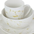 thumbnail image 5 of Elama Fine Marble 16 Piece Stoneware Dinnerware Set in Gold and White, 5 of 8