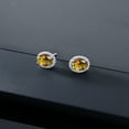 thumbnail image 4 of Gem Stone King 10K White Gold Mango Mystic Topaz and White Diamond Halo Stud Earrings for Women | 1.94 Cttw | Gemstone November Birthstone | Oval 7X5MM, 4 of 5