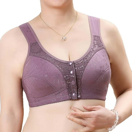 

Vivianyo HD Women Bras Plus Size Women s Plus Size Bra Casual Lace Front Button Shaping Cup Shoulder Strap Underwire Bra Plus Size Extra-Elastic Wirefree Rollbacks Purple