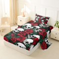 thumbnail image 2 of Castle Fairy Vintage Gothic Skull Twin Sheets 3pcs,Deep Red Rose Bone Bedding,Ivory Red Black,1 Fitted Sheet,1 Flat Sheet and 1 Pillowcase, 2 of 6