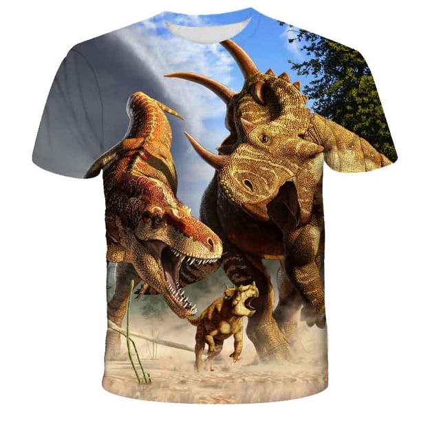 Funny Printing T-shirt Animal Dinosaur 3D Printed Kids T Shirt Fashion Casual Cartoons T-shirt Boys Girls Children's clothing3T Gong Bohan LED