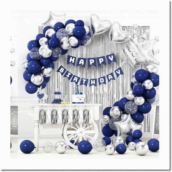Célébrez dans le Style: Marine Argent Bash Kit - Décorations Vibrantes, Ballons Confettis, Tel Guirlande Tricolore - Parfait pour les Garçons, les Filles, les Hommes, les Femmes!