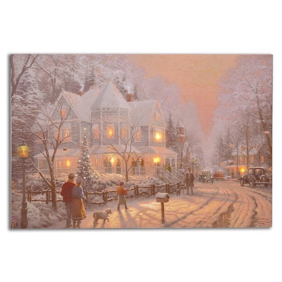 Thomas Kinkade Holiday Gathering Wall Art Print, Christmas Decor