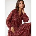 thumbnail image 2 of Printed V-Neck Maxi Dress with Buttons, 2 of 6