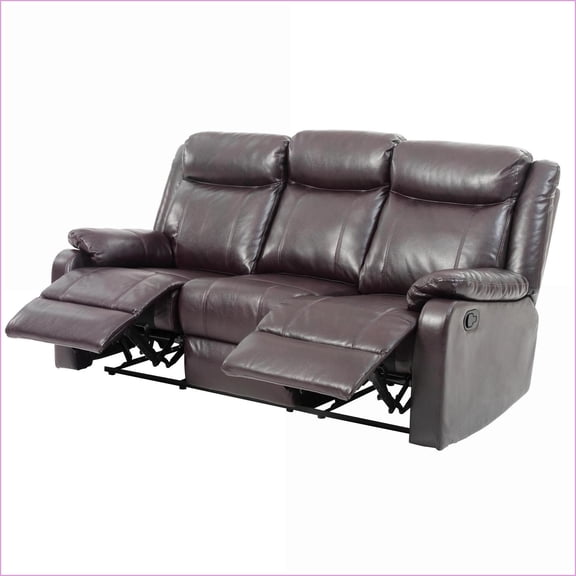 Double Reclining Sofa, Modern 85”W Sleeper with Removable Back | Dark Brown | PU