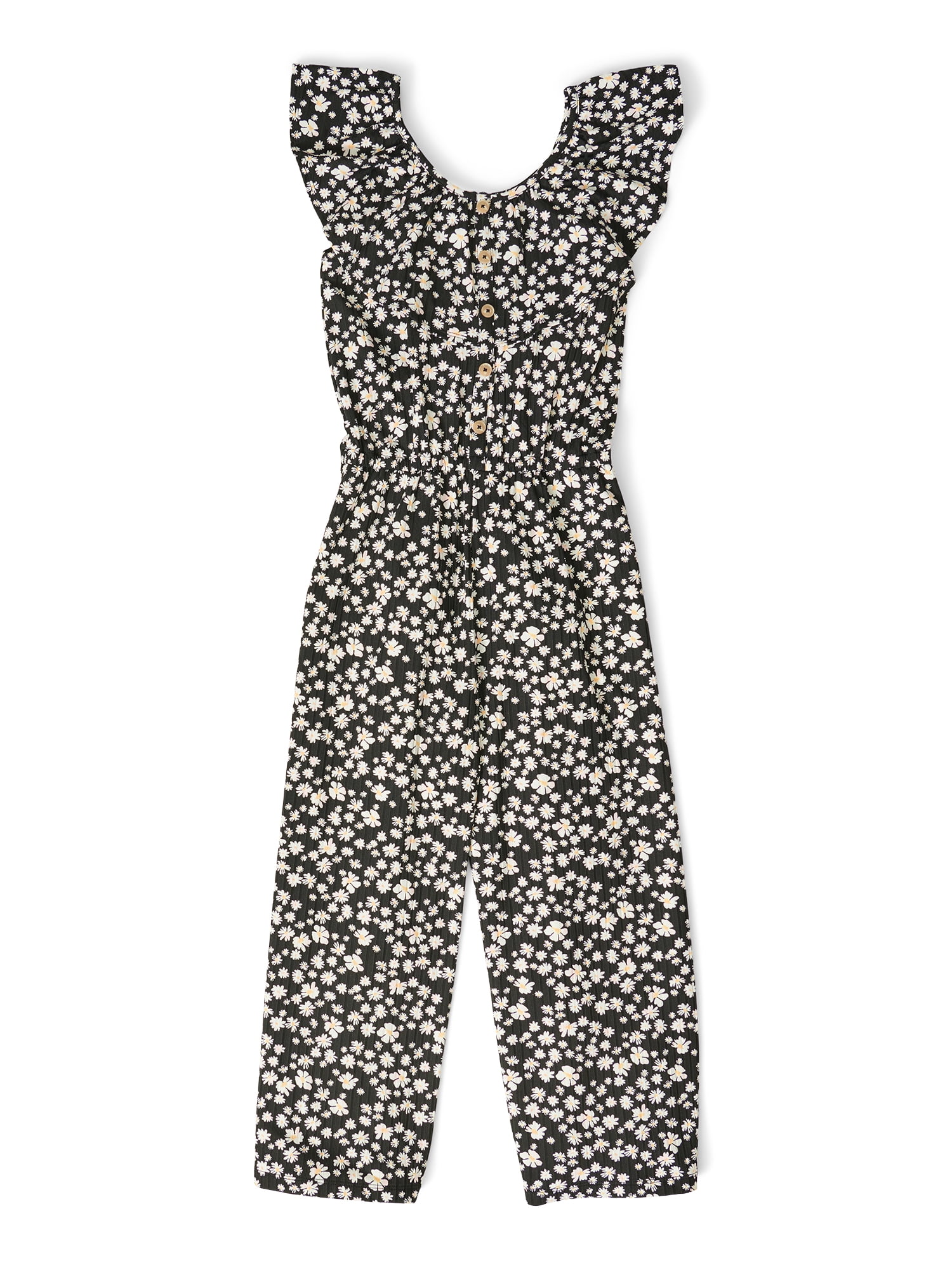 Justice Girls Button Front Ruffle Neckline Jumpsuit, Sizes XS-XLP
