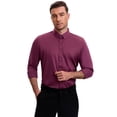 thumbnail image 2 of DARING DIVA Men's Point Collar Long Sleeve Button Down Formal Shirts 3XL Burgundy, 2 of 7