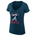 thumbnail image 2 of Women's G-III 4Her by Carl Banks Navy Atlanta Braves Super-Slim Fit Lightweight Team Logo Graphic V-Neck T-Shirt, 2 of 5