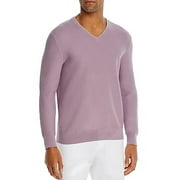 Bloomingdale's LAVENDER Textured Birdseye Classic Fit V-Neck Sweater, US X-Large