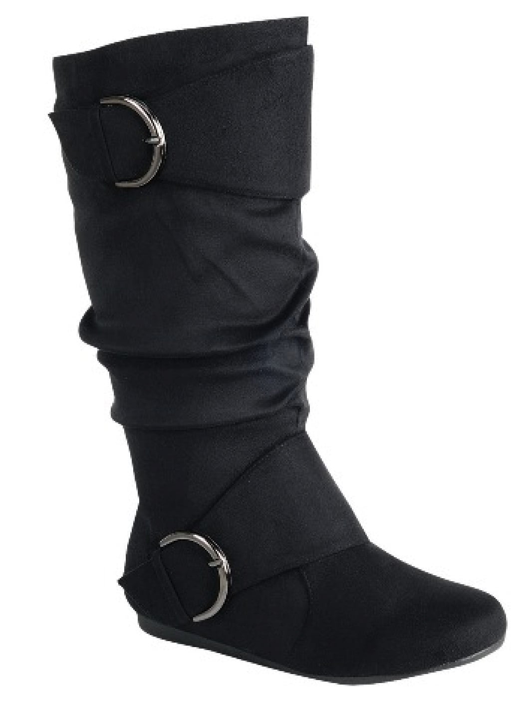 black flat knee high boots with zipper