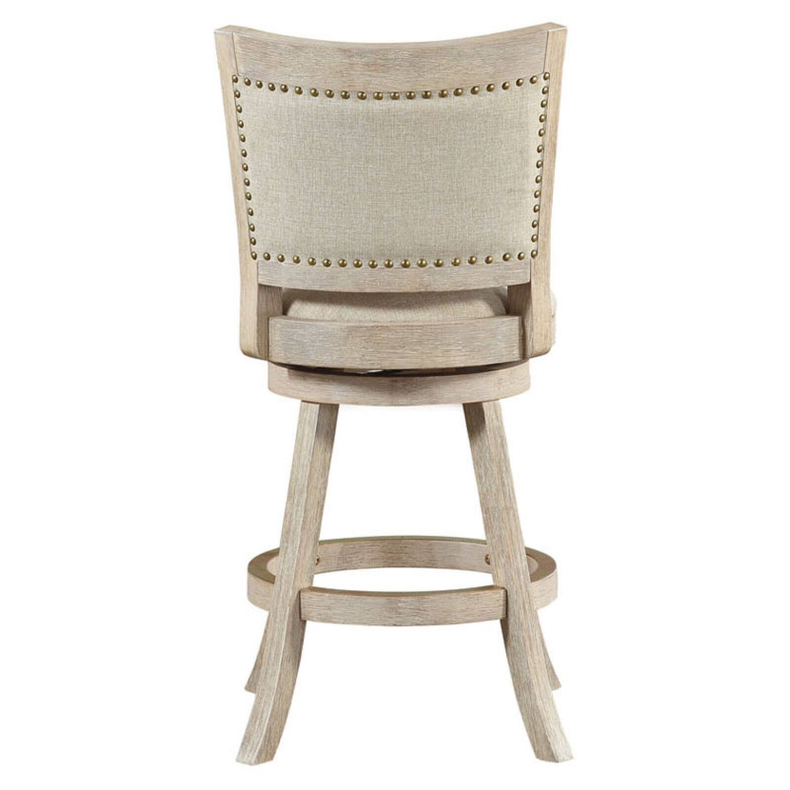 Boraam Melrose 24-Inch Counter Height High Back Swivel Wood Counter Stool, Ivory Wire-Brush Finish