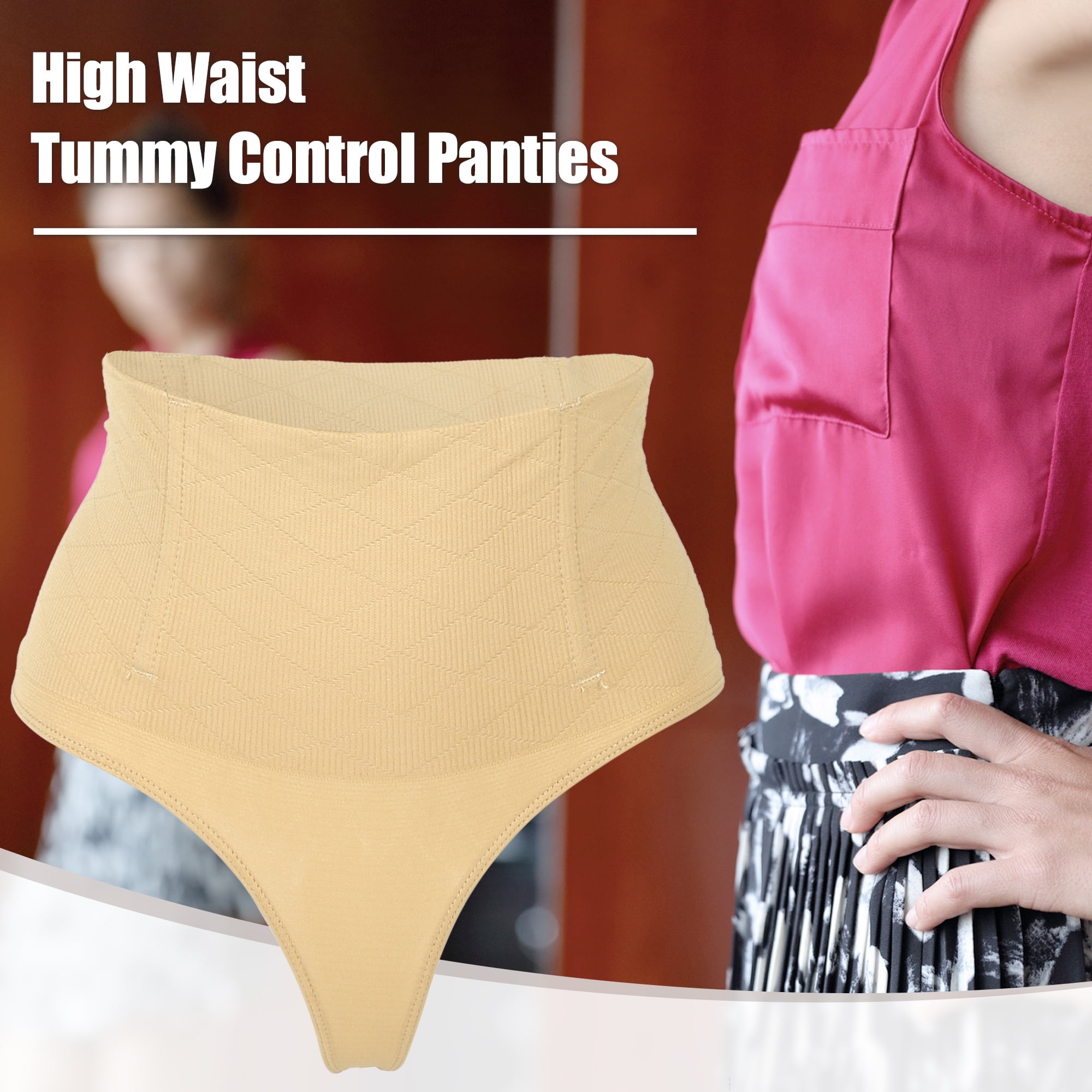 Unique Bargains Women Slimming Body Shaping Tummy Control Shapewear L Beige