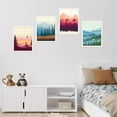 thumbnail image 4 of PixonSign Framed Wall Art Autumn Summer Forest Mountain Landscape Prints, Set of 4 Abstract Geometric Wall Decor Arts, Plant Wall Décor, Adhesive Canvas Poster, Modern Home Artwork - 8"x10" White, 4 of 5