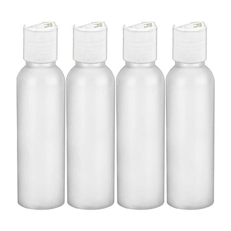 MoYo Natural Labs 2 oz Travel Bottles, TSA Approved Empty Travel Containers with Disc Caps, BPA Free HDPE Plastic Squeezable Toiletry/Cosmetic Bottle (Pack of 4, HDPE Translucent