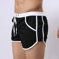 thumbnail image 3 of kpoplk Men's Swim Trunk Swimwear Quick Dry Bathing Suit Board Short Sexy Boxer Brief with Drawstring Black,XXL, 3 of 6