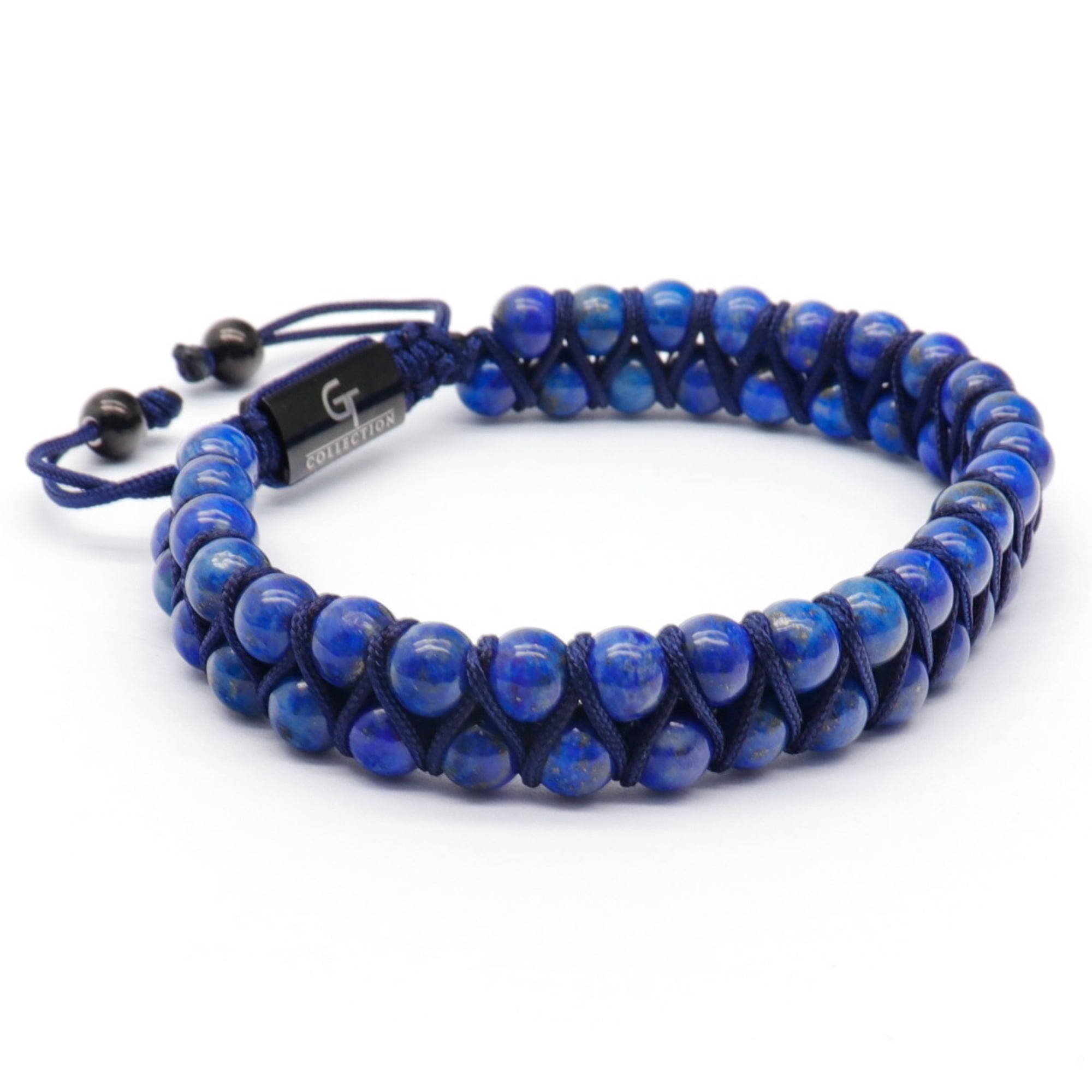 Men's LAPIS LAZULI Double Bead Bracelet | Gift for Men | One Size Fits All | 100% Natural | Gemstone Adjustable Bracelet