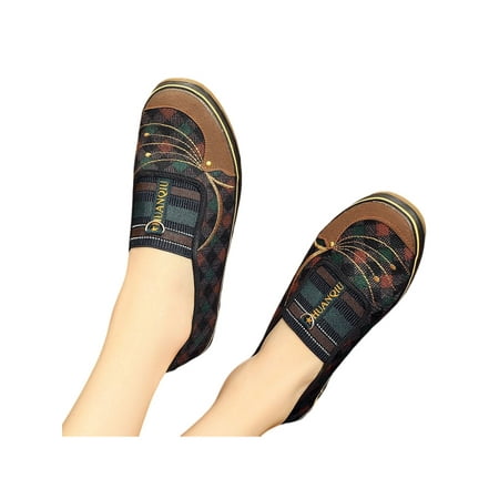 

Gomelly Women s Loafers Slip On Flats Comfort Casual Shoes Lightweight Espadrille Womens Ladies Boat Shoe Green Black 7