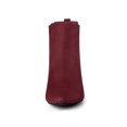 thumbnail image 2 of BLISSFUL STEP Women's Boots Pointed Toe Block Heel Chelsea Ankle Boots Burgundy 6.5, 2 of 8