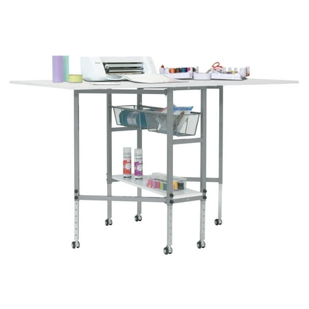 Sew Ready Hobby/Craft/Sewing/Fabric Cutting/ Multipurpose Table Height Adjustable with 60 x 36 Folding Top Storage Shelf and Drawers Sew Ready Hobby/Craft/Sewing/Fabric Cutting/ Multipurpose Table Height Adjustable with 60 x 36 Folding Top Storage Shelf and Drawers