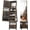 Brown, variant on Valentine's Day Hot Sale!!!4-in-1 Standing Mirror Cabinet with Jewelry Storage, Swivel Jewelry Armoire with Full-Length Mirror, Drawer, Makeup Organizer, Lockable Wheels, White