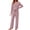 Pink, variant on Weekease Woman Pajamas Set Henley Neck Long Sleeve Tops Drawstring Pants Two Piece Outfit Loungewear with Pockets
