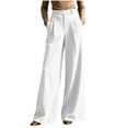 thumbnail image 3 of VBVC Women's High Waisted Wide Leg Dress Pants , Pleated Work Slacks For Women , Ladies' Business Casual Trousers with Pockets,White,S-2XL, 3 of 8