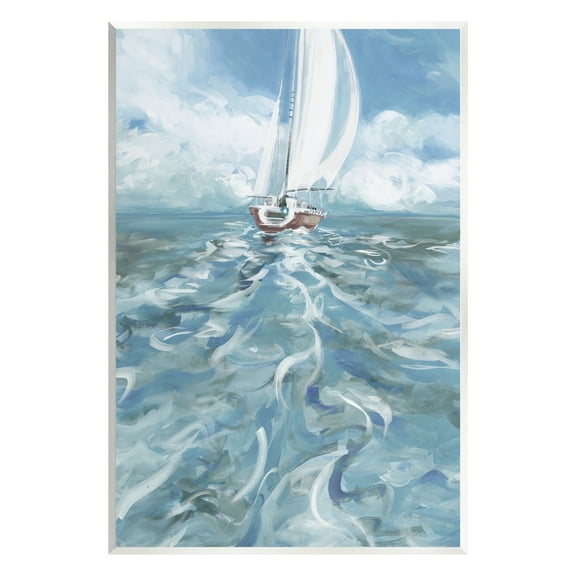 Stupell Industries Boat Waves Wake Painting Transportation Painting Unframed Art Print Wall Art, 10 x 15