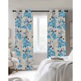 thumbnail image 3 of Blue Flowers Blackout Curtains, Light Blocking Print Window Curtains, Farmhouse Pastoral Spring Botanical Plants Thermal Insulated Window Drapes for Living Room Kitchen Cafe 2 Panels, 84"W x 84"L, 3 of 9
