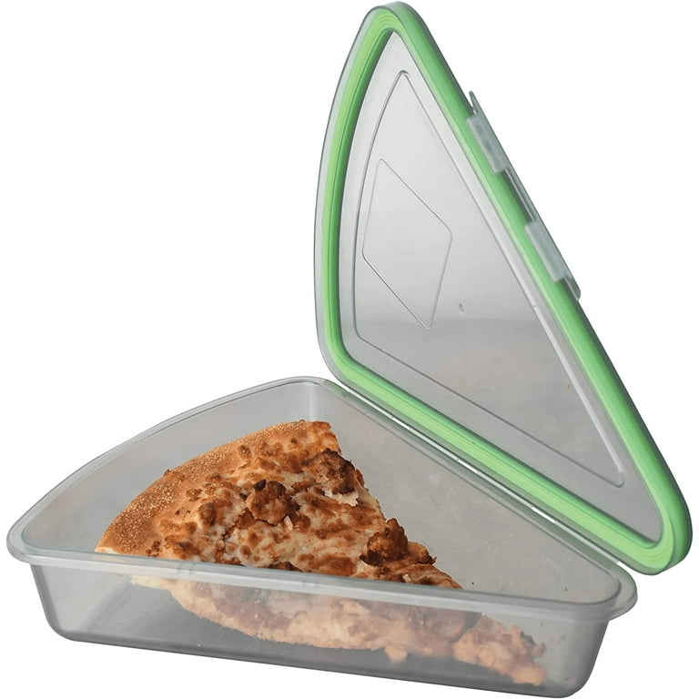 MyGo Container Pizza Slice to-Go Compartment Container, 9-1/4 X 8-1/4 X  2-1/2, Reusable, Microwave Safe, NSF Certified, Smoke/Green 
