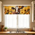 thumbnail image 4 of Sunflower Cow Print Kitchen Short Curtains, Rustic Farmhouse Rod Pocket Window Tier Curtains for Country Kitchen Cafe Window Decor, 4 of 7
