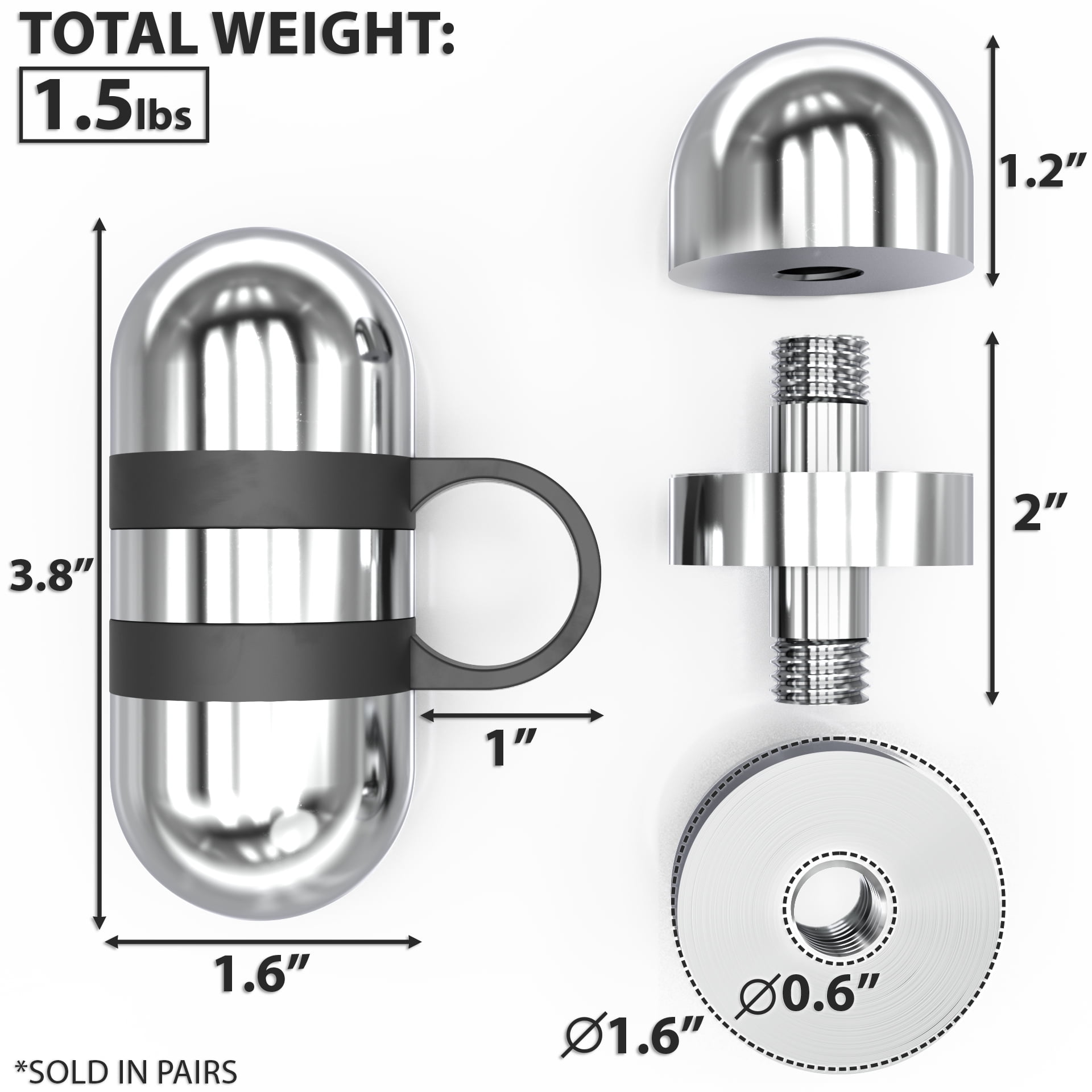 Synergee 3lb Set Cardio Hand Weights. Stainless Steel Hand Weights. Dumbbell Set.
