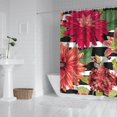 thumbnail image 2 of Waterproof Red Asters Peony Flowers Floral Shower Curtain 72x72 Inch Boho Style Polyester Unique Shower Curtain for Bathroom Hotel Home Decor with 12 Plastic Hooks, 2 of 5