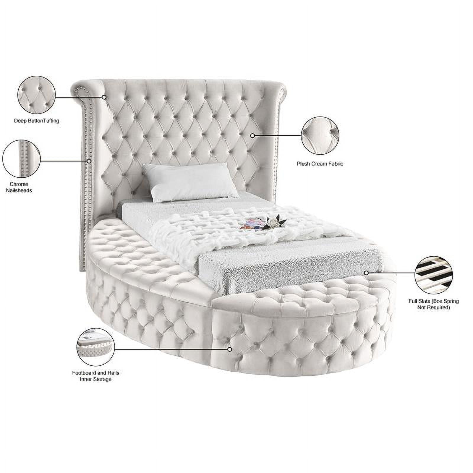 Meridian Furniture Luxus Cream Velvet Twin Bed Walmart