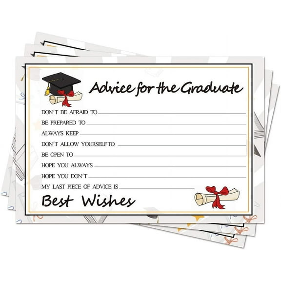 Graduation Wish Cards - 50PCs High School or College Graduation Advice Cards Supplies 2025 Decorations Grad Celebration Party Supplies for High School/College/Senior School