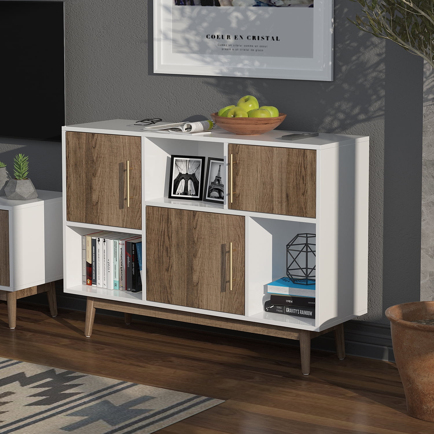 Kadyn Storage Unit, Storage Organizer Unit with 3 Door, Dresser Tower for Living Room, White Kadyn Storage Unit, Storage Organizer Unit with 3 Door, Dresser Tower for Living Room, White