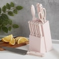 thumbnail image 3 of Basic Essentials 12 Piece Stainless Steel Kitchen Knife Set with Wood Block, Pink, 3 of 13