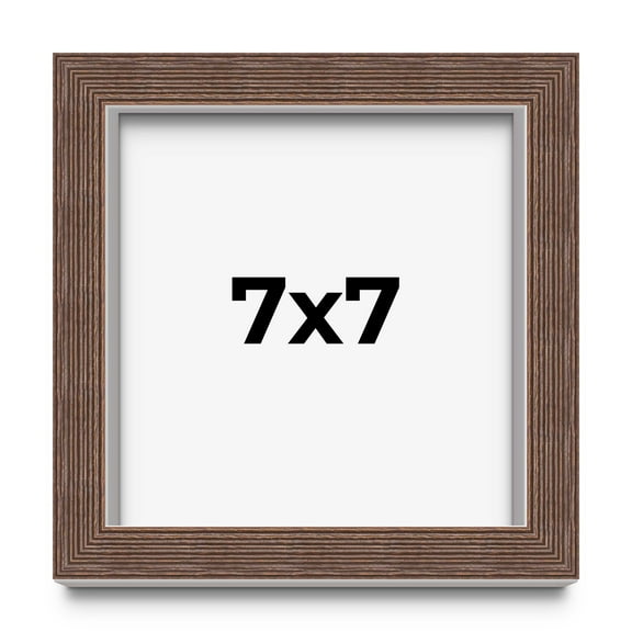 7x7 Shadow Box Frame Brown | 1.125 inches Deep Real Wood Rustic Shadowbox Display Frame | UV