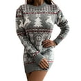 thumbnail image 1 of LilyLLL Womens Christmas Reindeer Knitwear Long Sleeve Jumper Sweater Mini Dress, 1 of 3