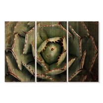 Elephant Stock Wooden Succulents Wall Art - Horizontal Multi Panel Canvas - Living Room Wall Decor - Floral And Botanical Multi Panel - Brown And Green Decor - 65" x 42"