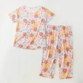 thumbnail image 6 of Women Pajamas Set Summer Short Sleeve Tshirts Top Capri Pants Sleepwear Two Piece Loungewear Comfy Homewear, 6 of 8