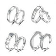 thumbnail image 2 of Women Adjustable Open Ring Heart Bow Wave Design Copper Electroplated Micro Zircon Inlaid Anniversary Couple Ring, 2 of 6