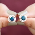 thumbnail image 5 of Rosec Jewels Black Opal Swirl Stud Earrings with Moissanite for Women - AAA Quality, 925 Sterling Silver, 5 of 8
